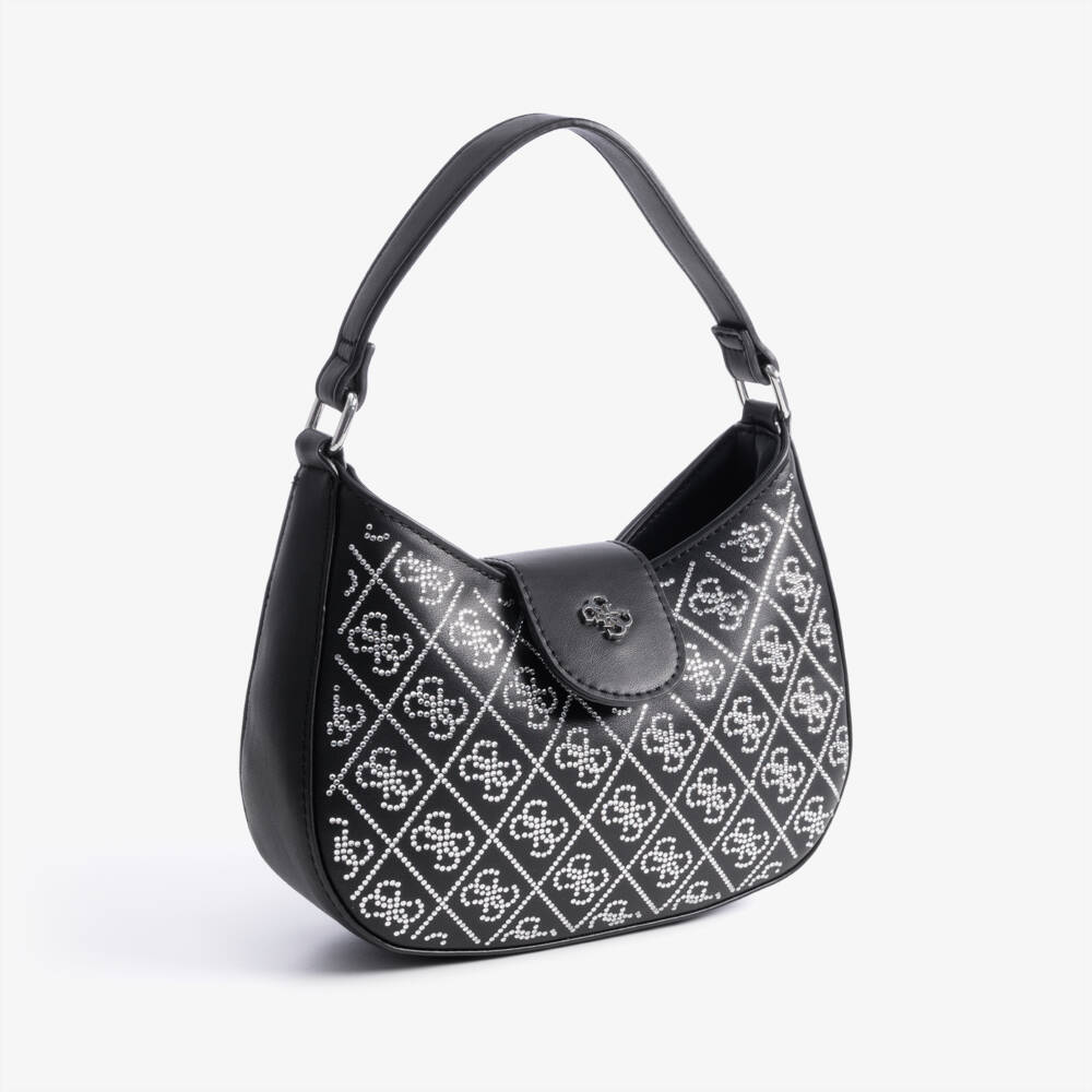 Guess-Girls Black Handbag with Sparkly 4G logo (20cm) | Childrensalon