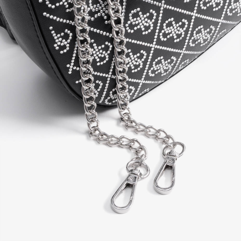 Guess-Girls Black Handbag with Sparkly 4G logo (20cm) | Childrensalon