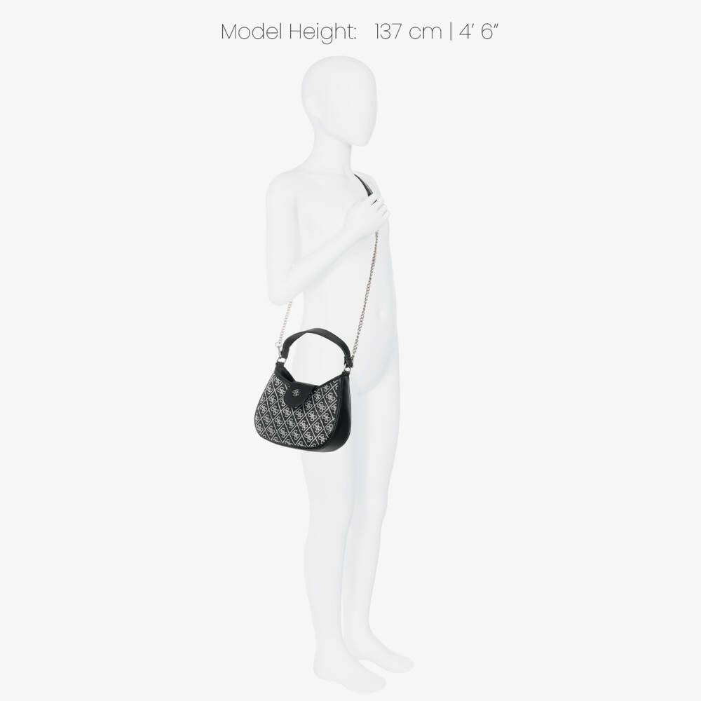 Guess-Girls Black Handbag with Sparkly 4G logo (20cm) | Childrensalon