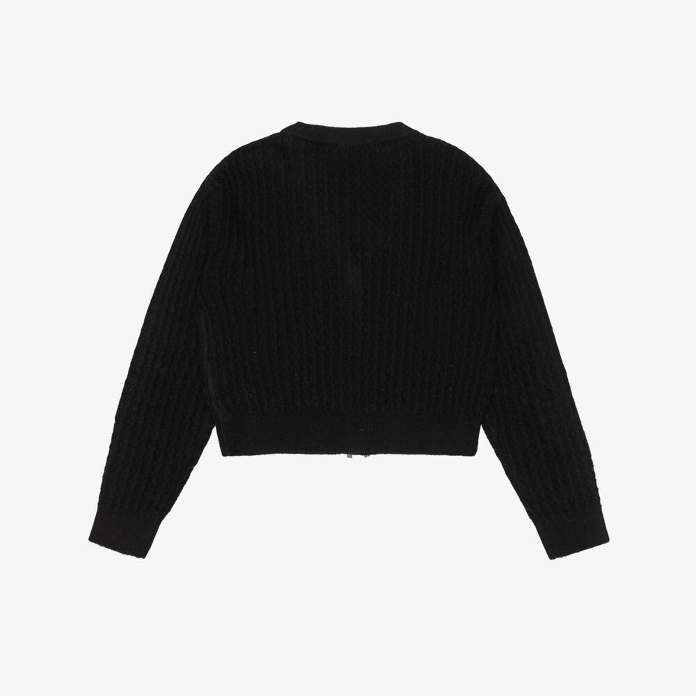 Guess-Girls Black Knitted Cardigan with Diamanté Bows | Childrensalon