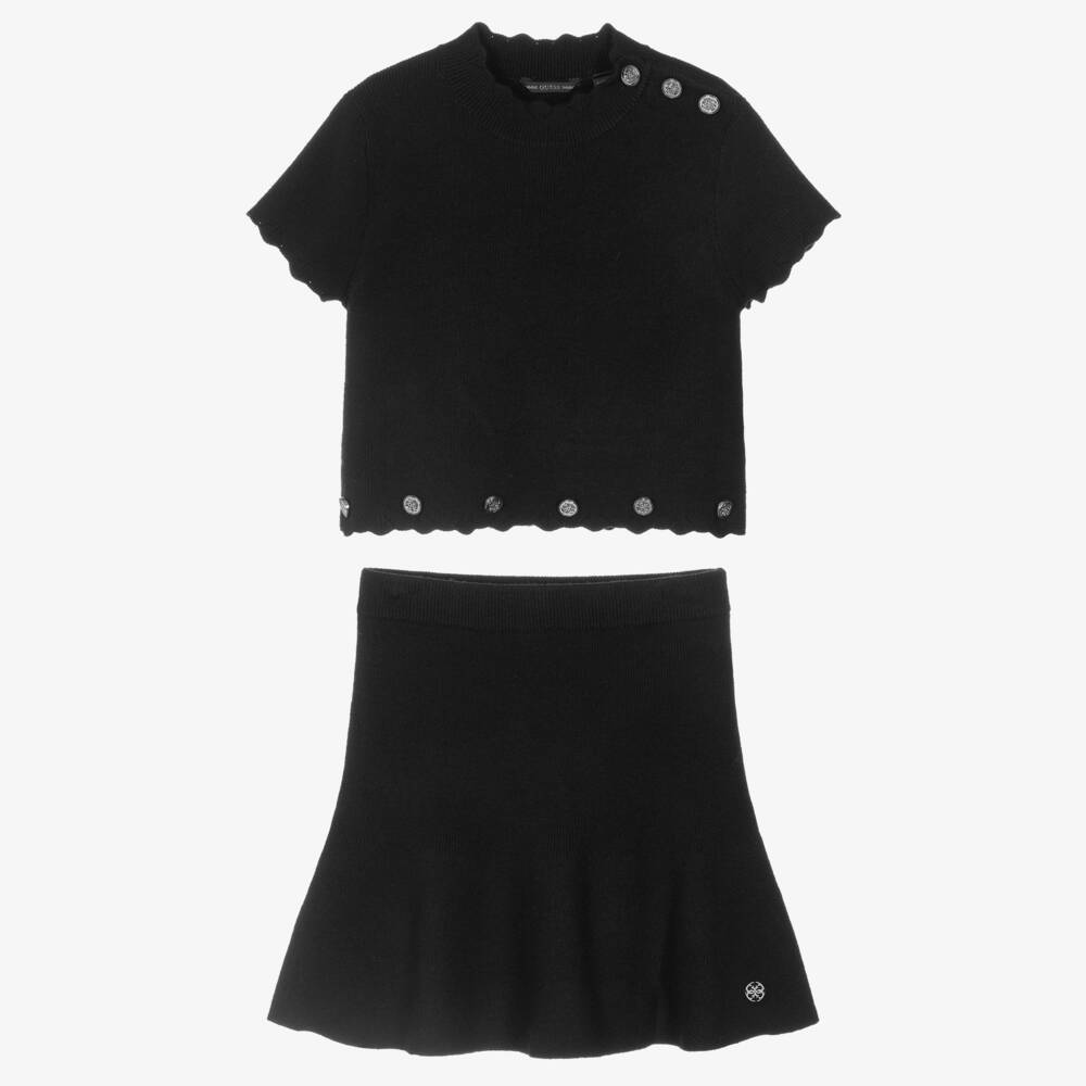 Guess-Girls Black Knitted Skirt Set | Childrensalon