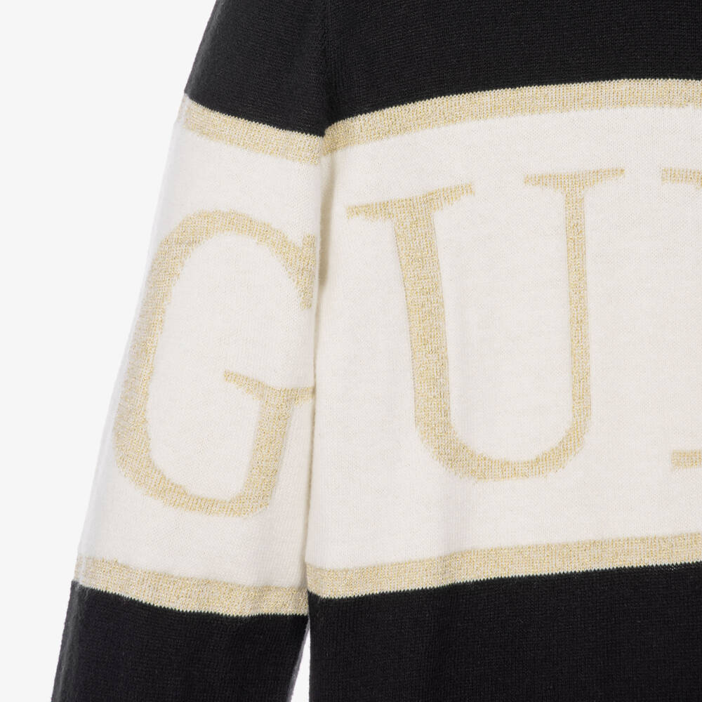 Guess-Girls Black Knitted Sweater Dress | Childrensalon