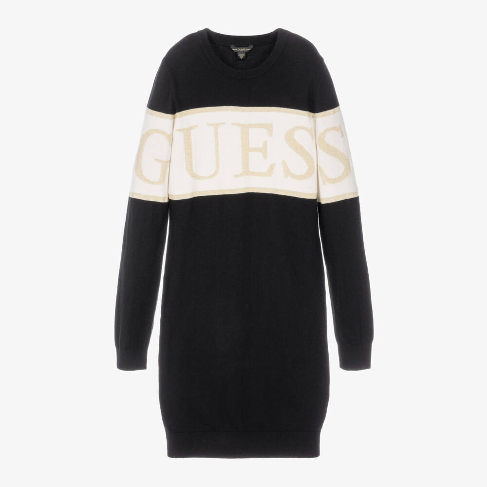 Guess-Girls Black Knitted Sweater Dress | Childrensalon