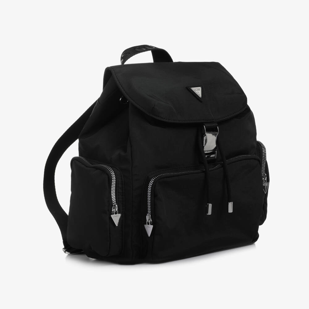 Guess-Girls Black Logo Backpack (30cm) | Childrensalon