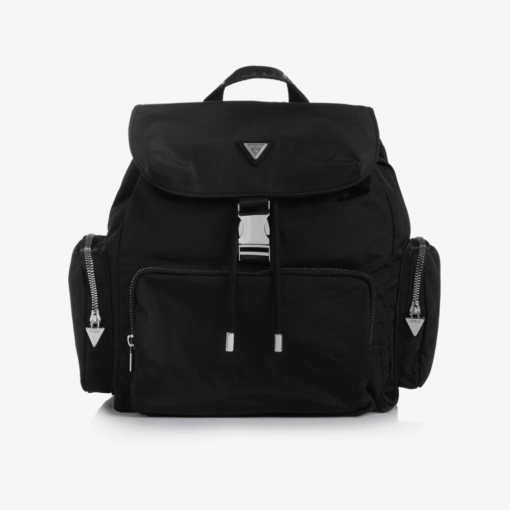 Guess-Girls Black Logo Backpack (30cm) | Childrensalon