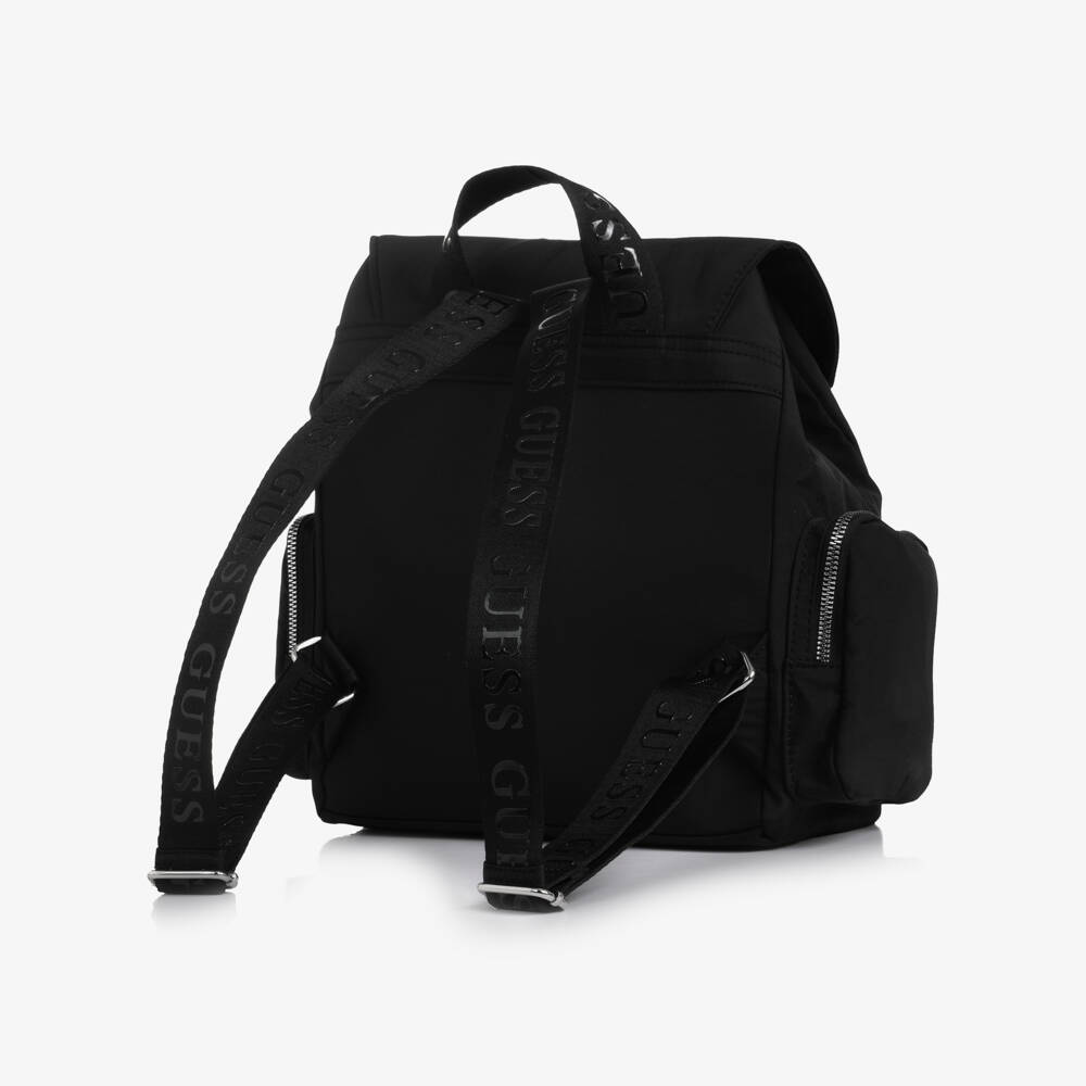 Guess-Girls Black Logo Backpack (30cm) | Childrensalon