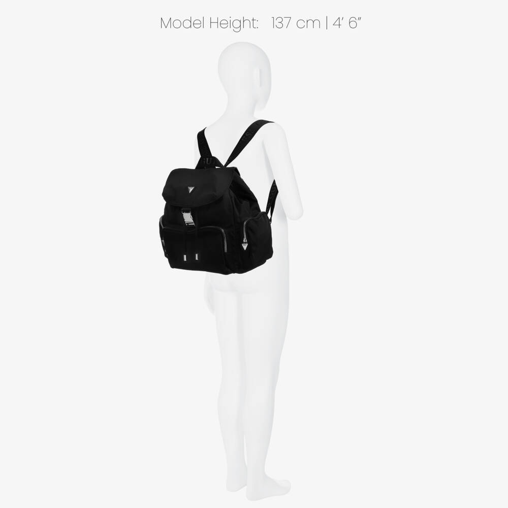 Guess-Girls Black Logo Backpack (30cm) | Childrensalon