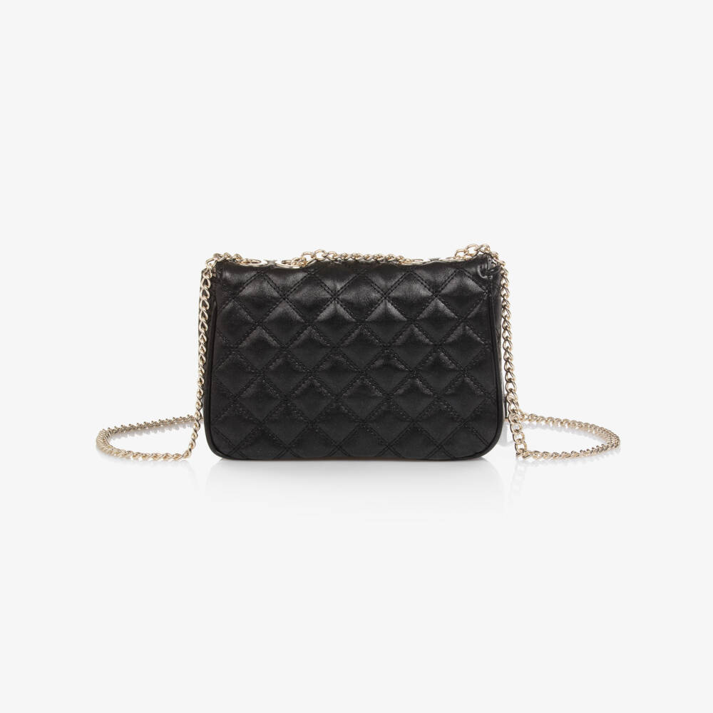 Guess-حقيبة كتف جلد صناعي مبطن لون أسود للبنات (20 سم) | Childrensalon