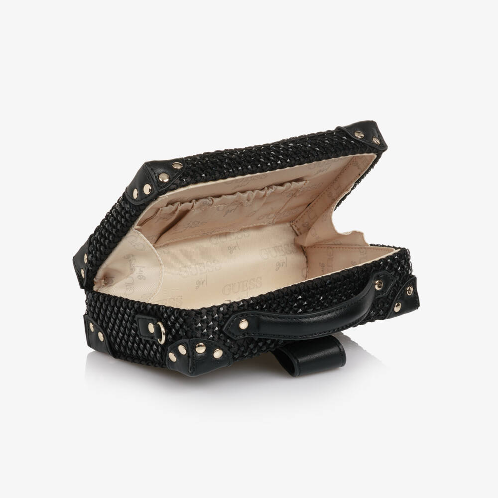 Guess-Girls Black Rhinestone Case Handbag (19cm) | Childrensalon