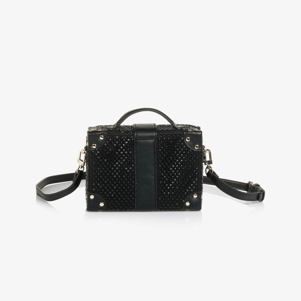 Guess-Girls Black Rhinestone Case Handbag (19cm) | Childrensalon