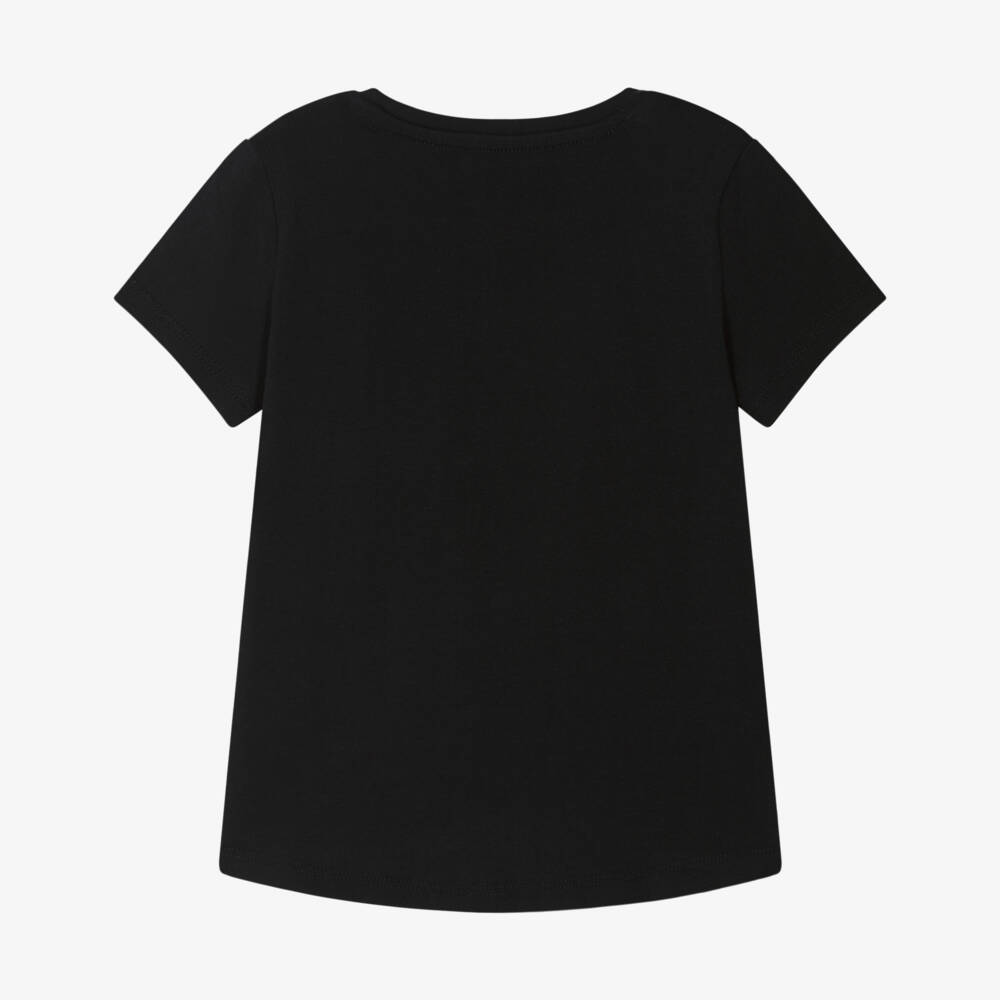 Guess-Girls Black Sequinned Logo T-Shirt | Childrensalon
