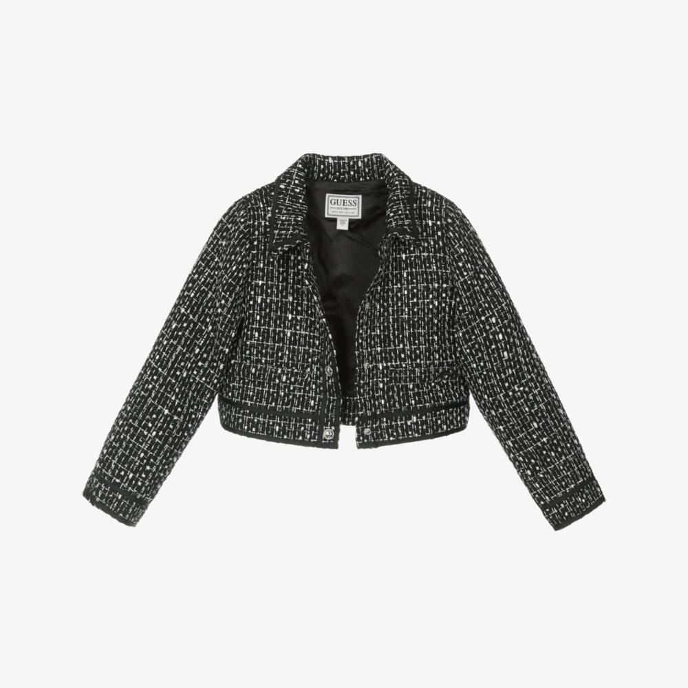Guess-Girls Black & Silver Tweed Jacket | Childrensalon
