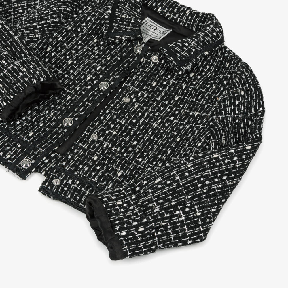 Guess-Girls Black & Silver Tweed Jacket | Childrensalon