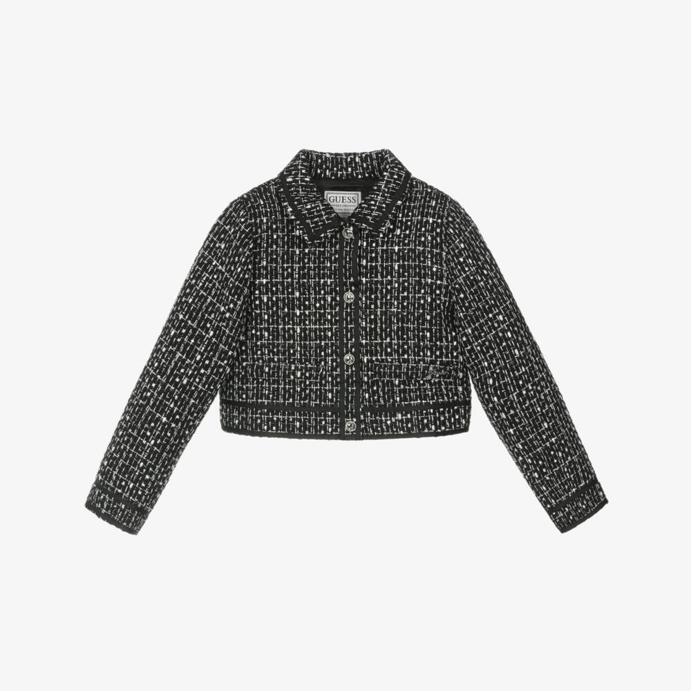Guess-Girls Black & Silver Tweed Jacket | Childrensalon