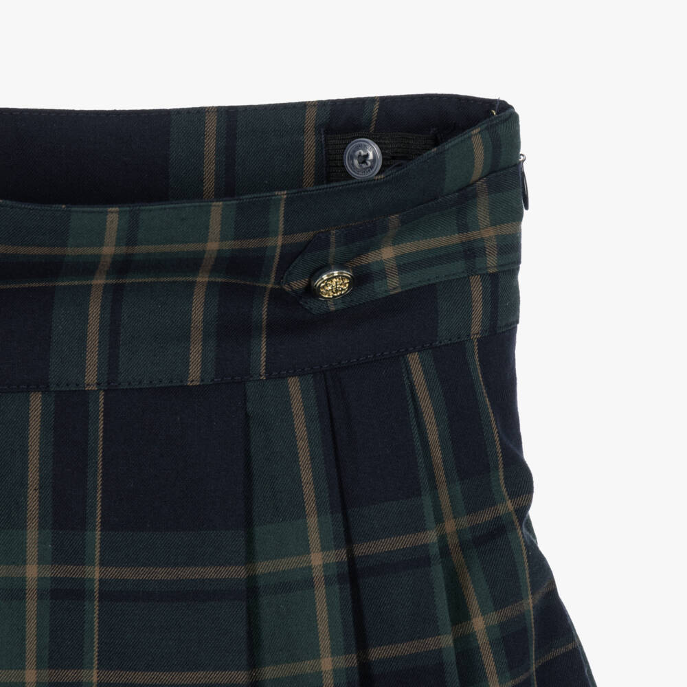 Guess-Girls Blue & Green Tartan Pleated Skirt | Childrensalon