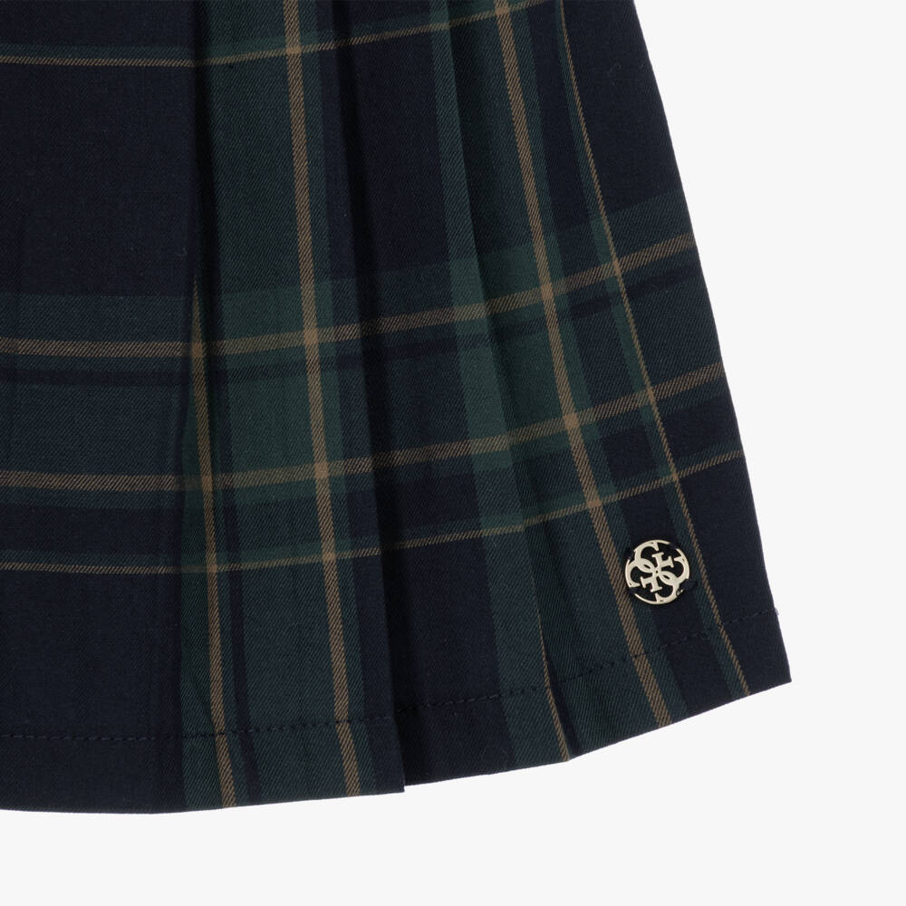 Guess-Girls Blue & Green Tartan Pleated Skirt | Childrensalon