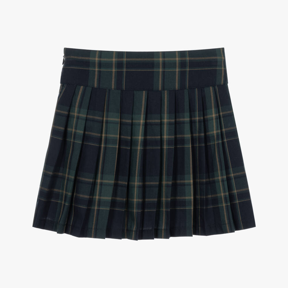 Guess-Girls Blue & Green Tartan Pleated Skirt | Childrensalon
