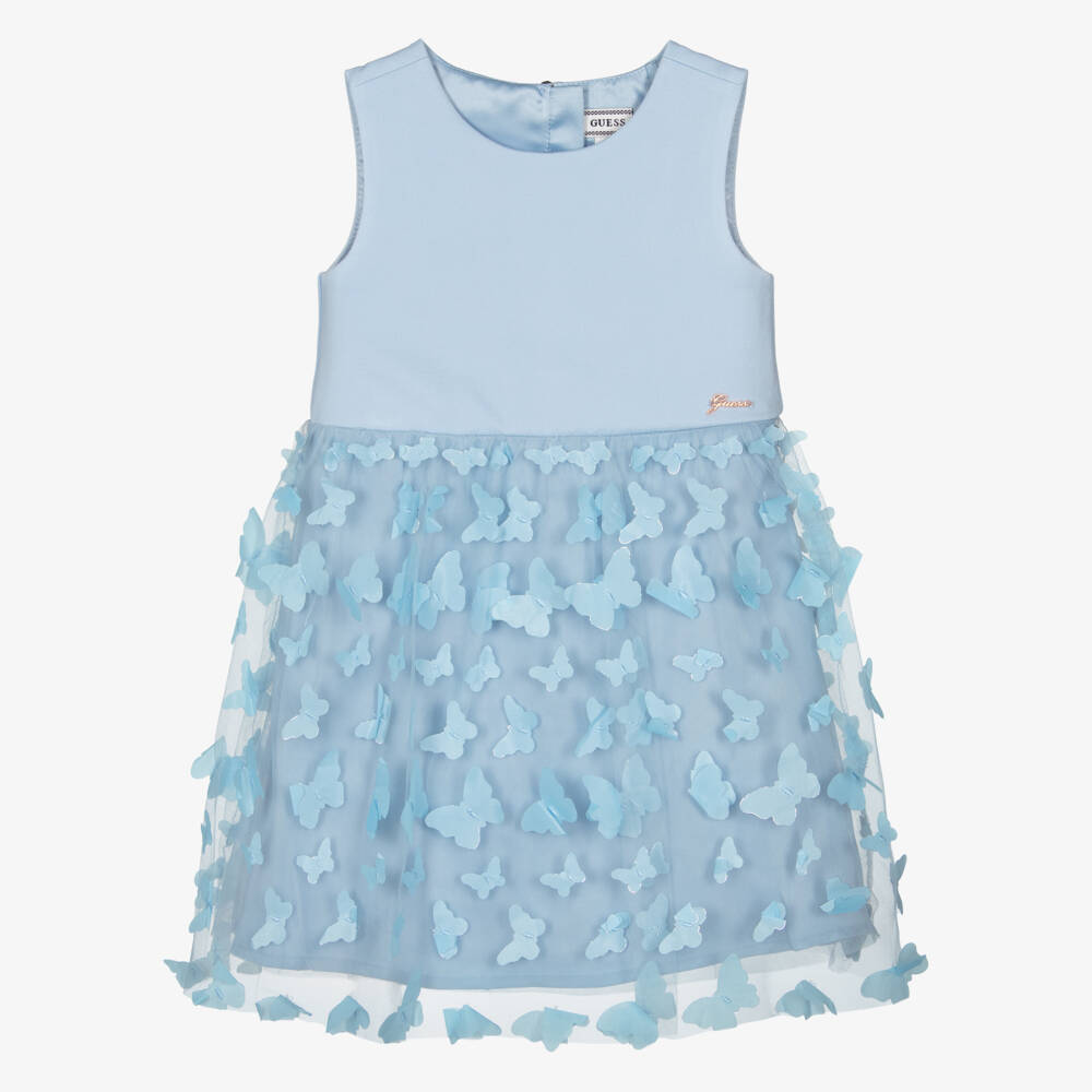 Guess-Girls Blue Jersey & Tulle Butterfly Dress | Childrensalon