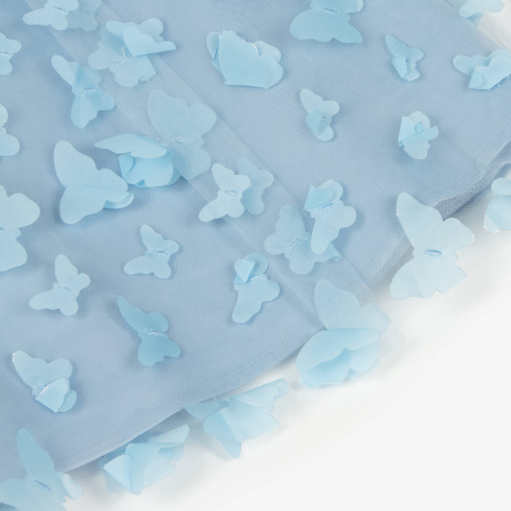 Guess-Платье голубое из трикотажа и тюля с бабочками для девочек | Childrensalon