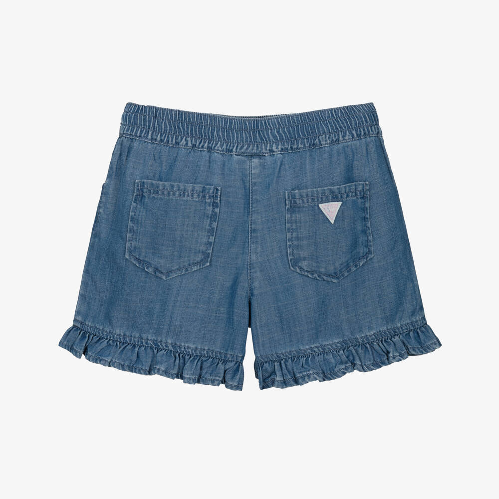 Guess-Girls Blue Lyocell Chambray Shorts | Childrensalon