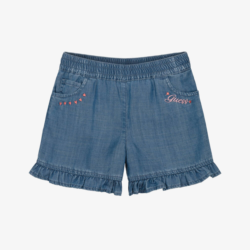 Guess-Girls Blue Lyocell Chambray Shorts | Childrensalon