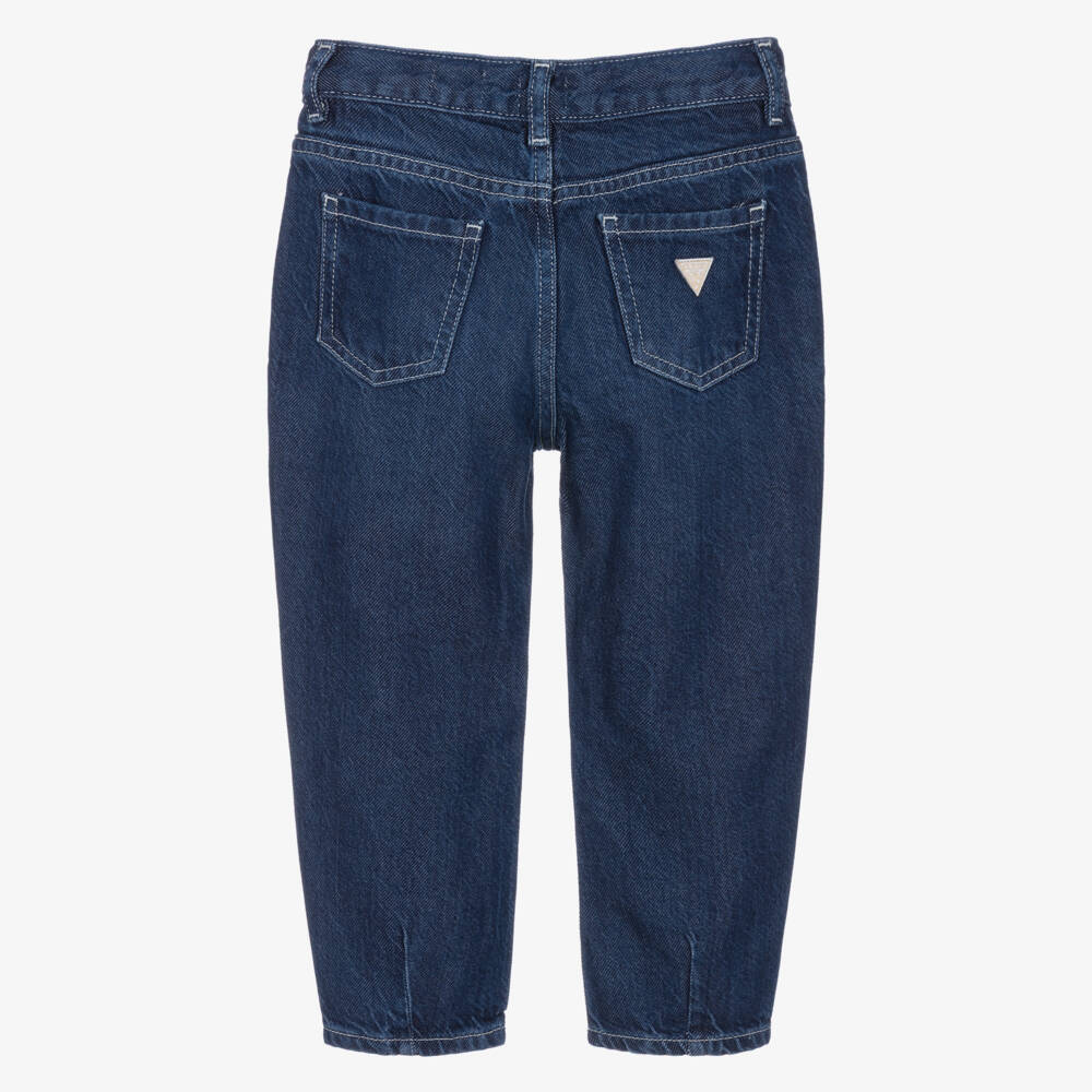 Guess-Girls Blue Lyocell Denim Embroidered Logo Jeans | Childrensalon