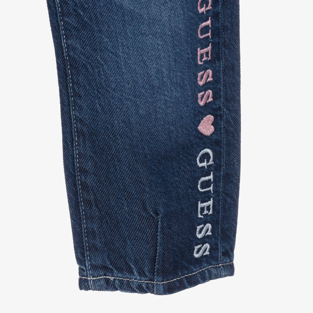 Guess-Girls Blue Lyocell Denim Embroidered Logo Jeans | Childrensalon