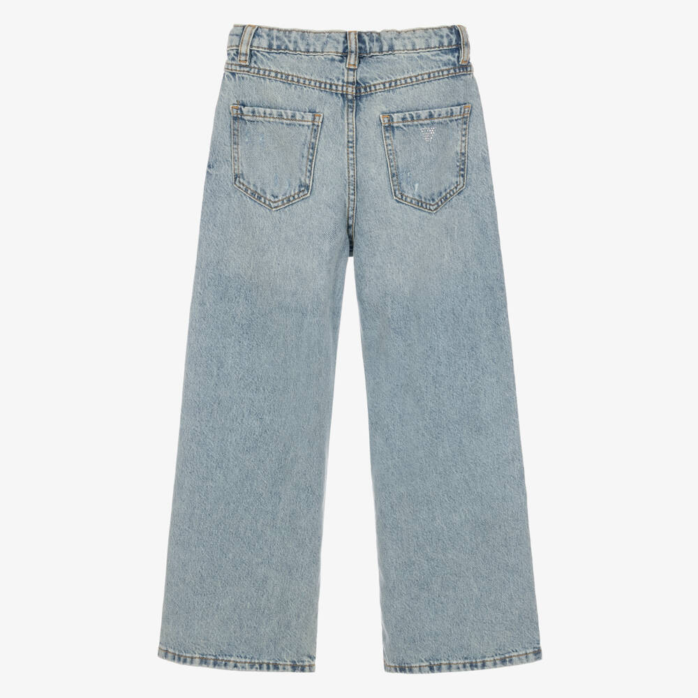 Guess-Girls Blue Stonewash Jeans with Distressed Ripping | Childrensalon