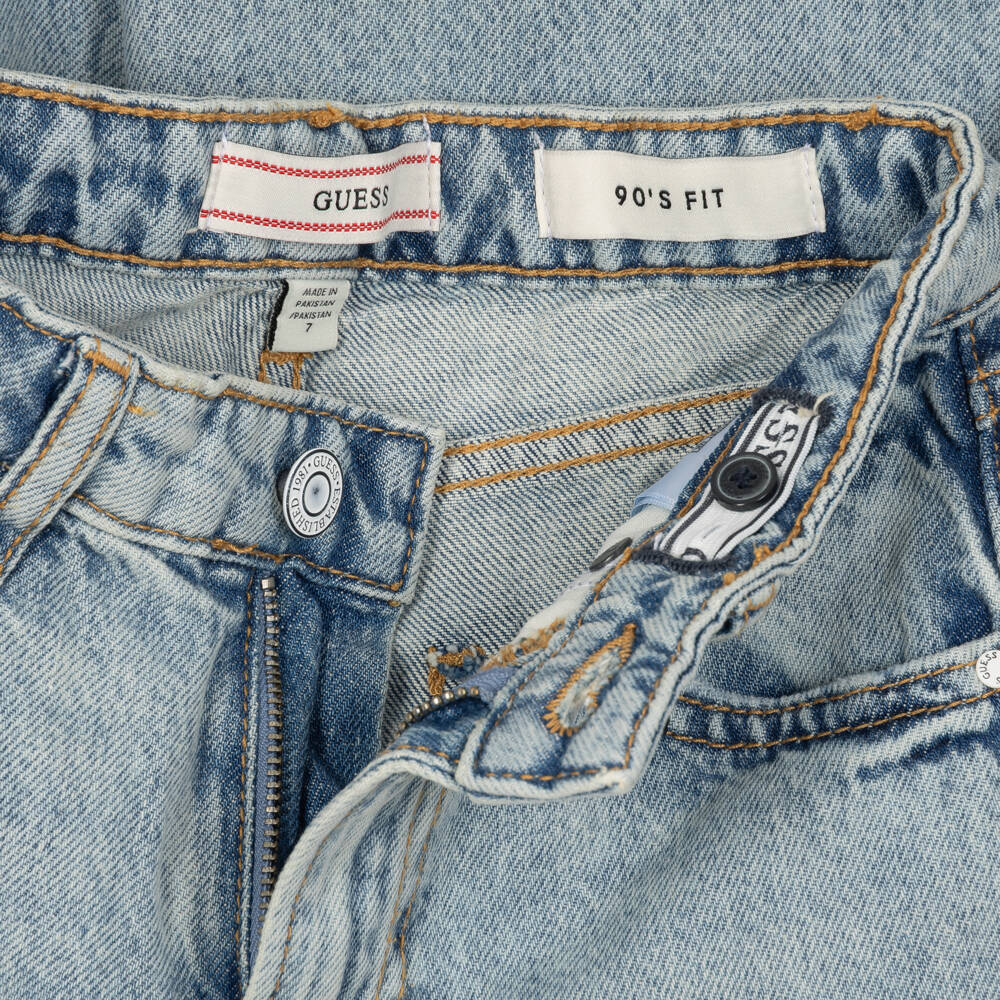 Guess-Girls Blue Stonewash Jeans with Distressed Ripping | Childrensalon
