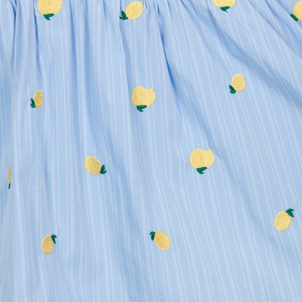 Guess-Girls Blue Striped Shirt Dress with Embroidered Lemons | Childrensalon