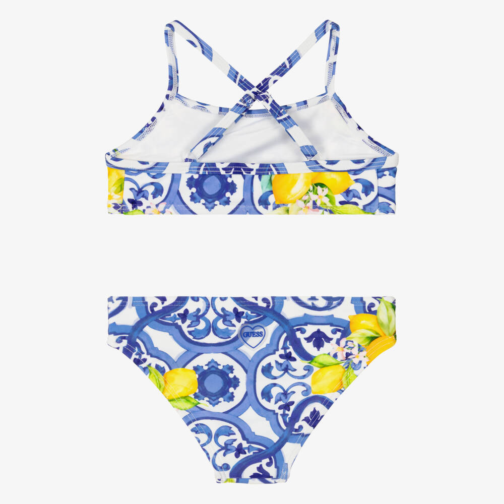 Guess-Girls Blue Tile Print Bikini | Childrensalon