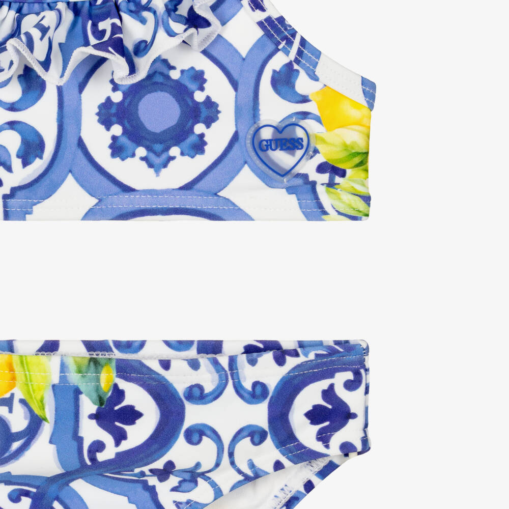 Guess-Girls Blue Tile Print Bikini | Childrensalon