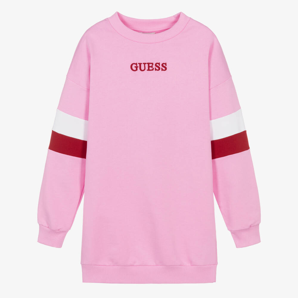 Guess-Girls Bright Pink Cotton Sweatshirt Dress | Childrensalon
