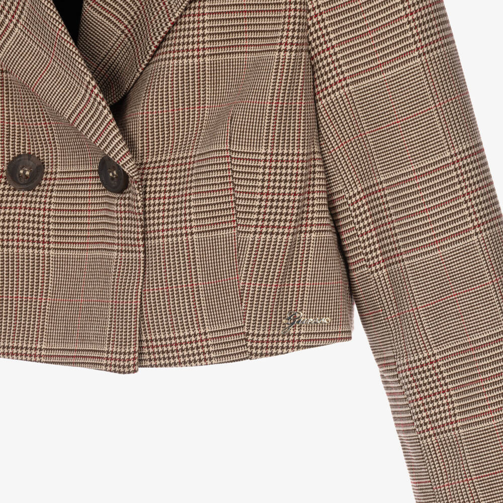 Guess-Girls Brown Plaid Short Blazer | Childrensalon