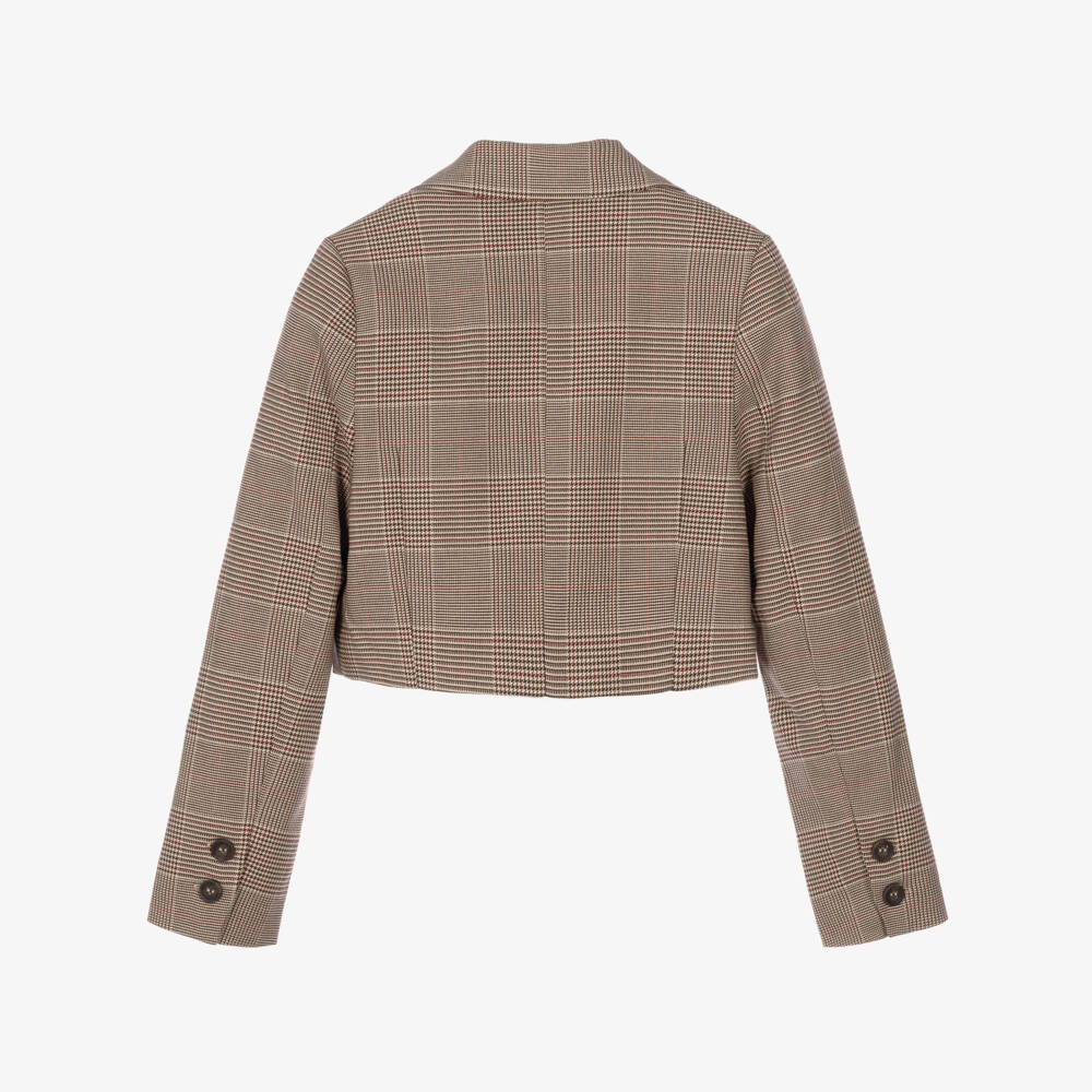 Guess-Girls Brown Plaid Short Blazer | Childrensalon