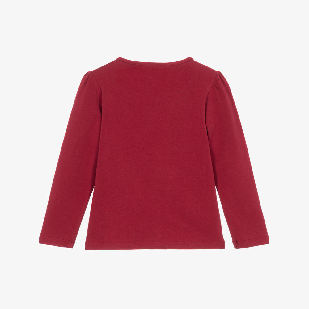 Guess-Girls Burgundy Cotton Top with Gold Logo | Childrensalon