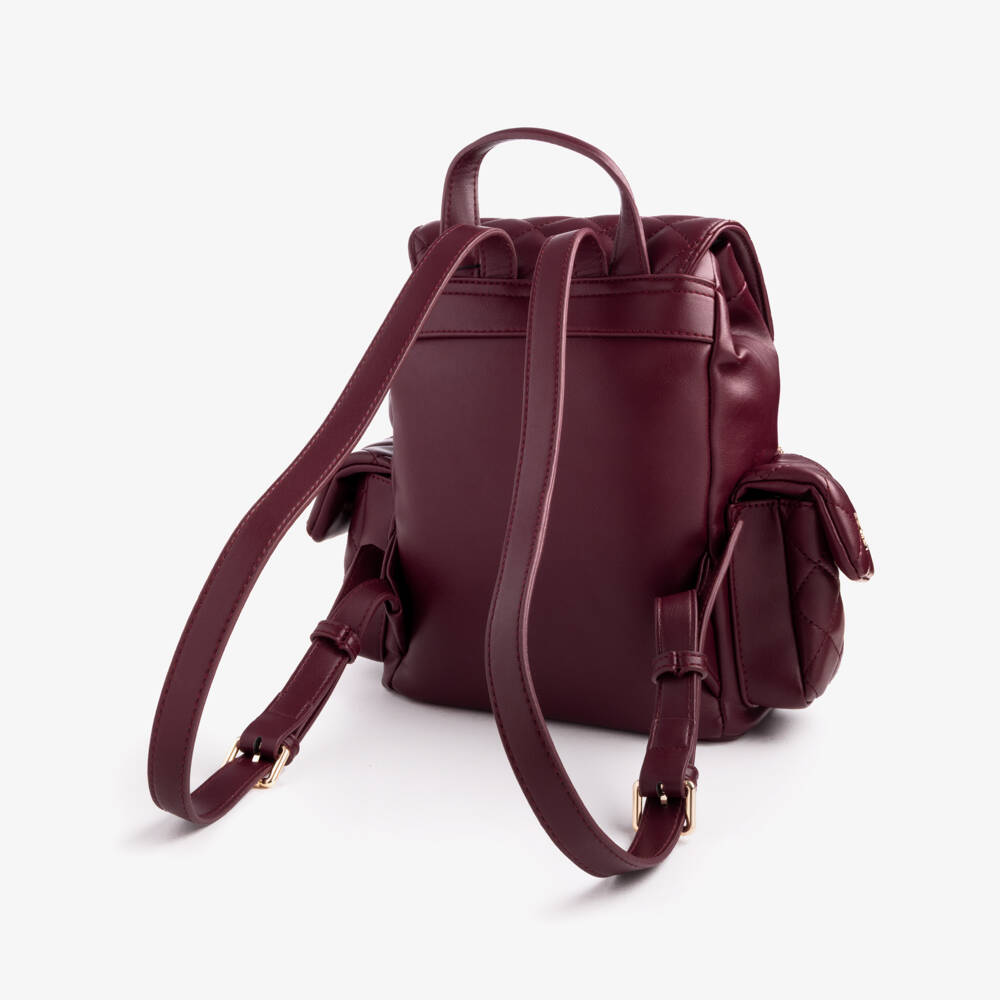 Guess-Girls Burgundy Quilted Faux Leather Mini Backpack (34cm) | Childrensalon