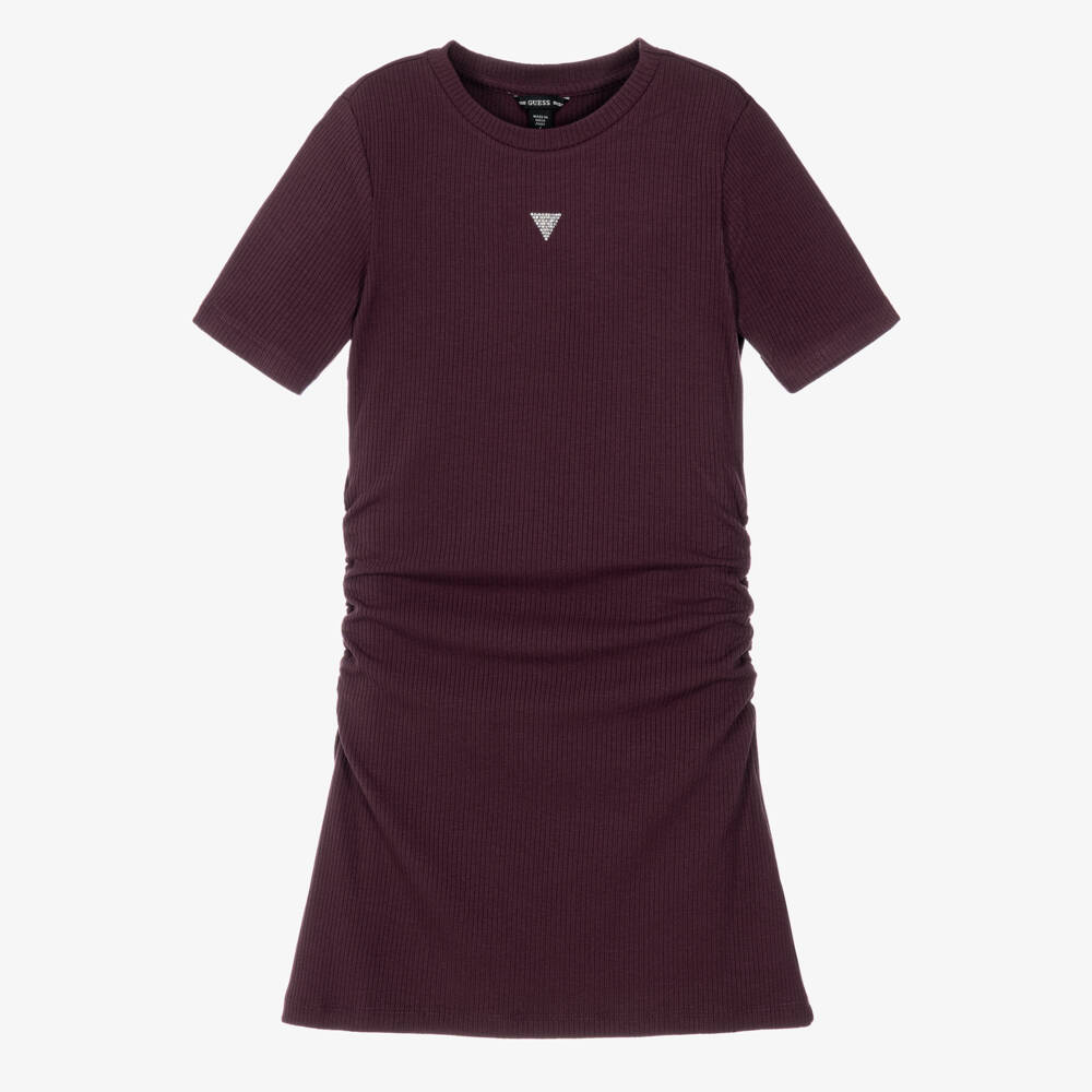 Guess-Girls Burgundy Ribbed Jersey Dress | Childrensalon