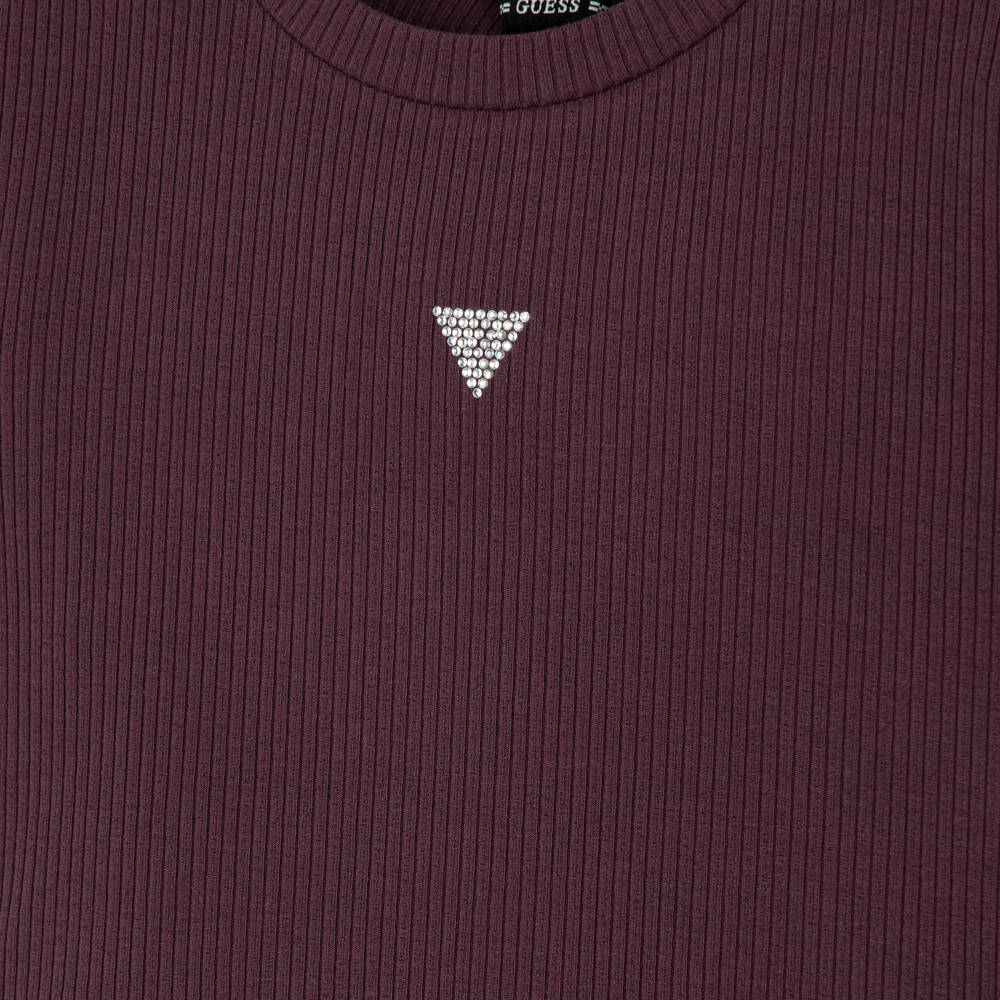 Guess-Girls Burgundy Ribbed Jersey Dress | Childrensalon