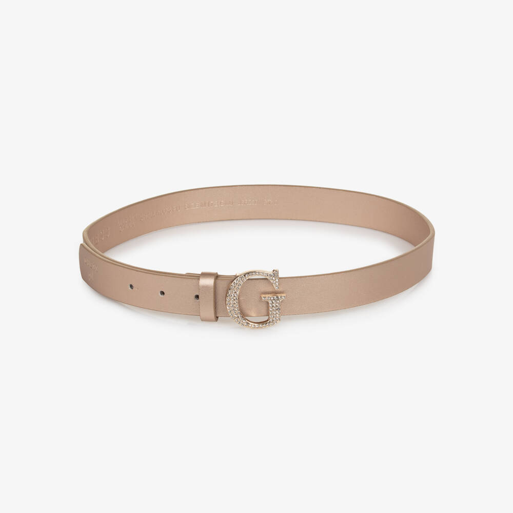 Guess-حزام جلد صناعي لون ذهبي للبنات | Childrensalon