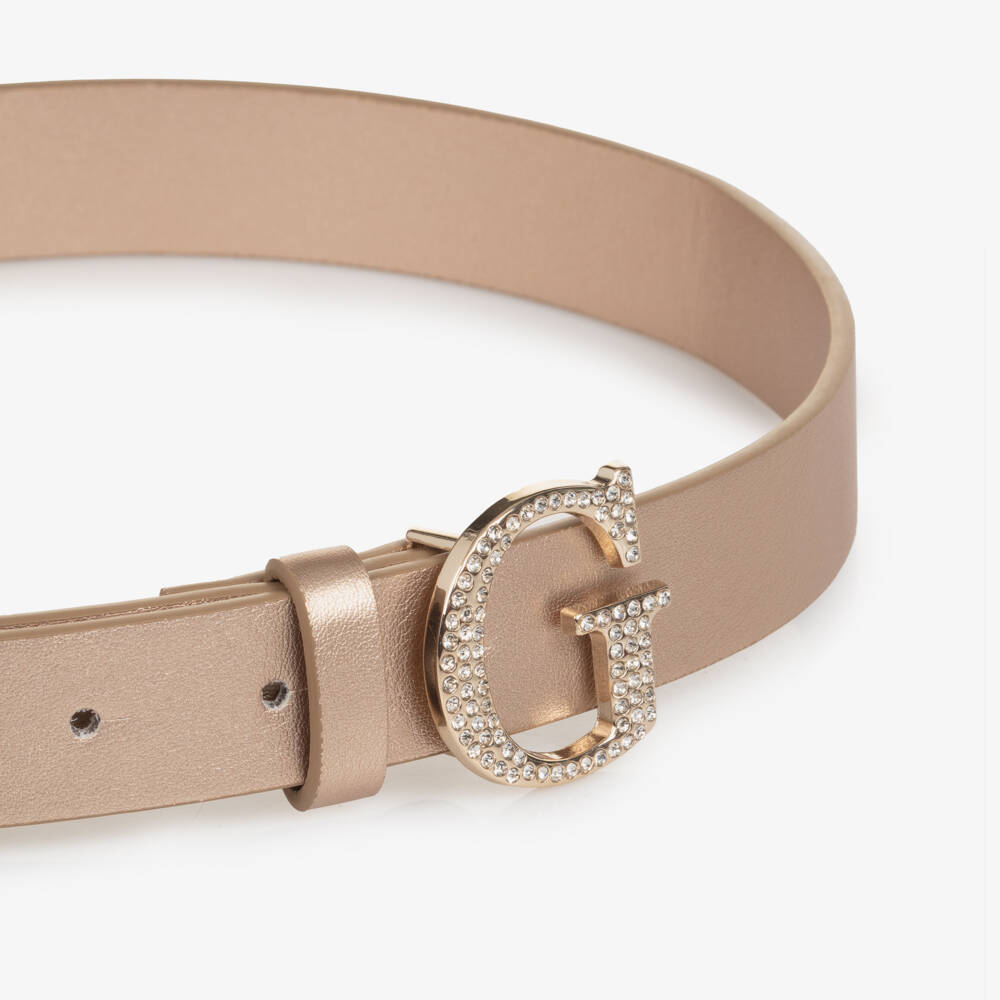 Guess-حزام جلد صناعي لون ذهبي للبنات | Childrensalon