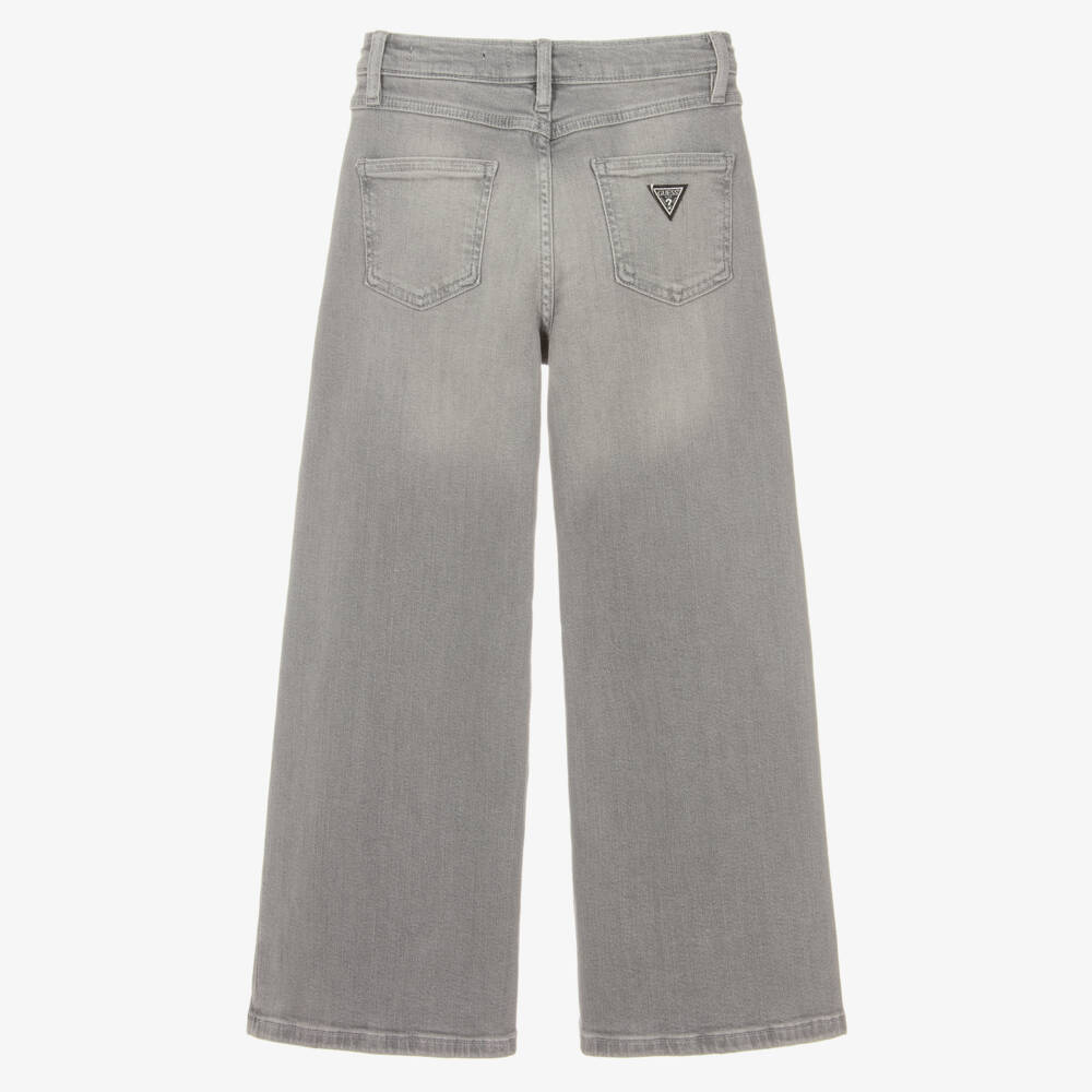 Guess-Girls Grey Palazzo Fit Jeans with Diamantés | Childrensalon
