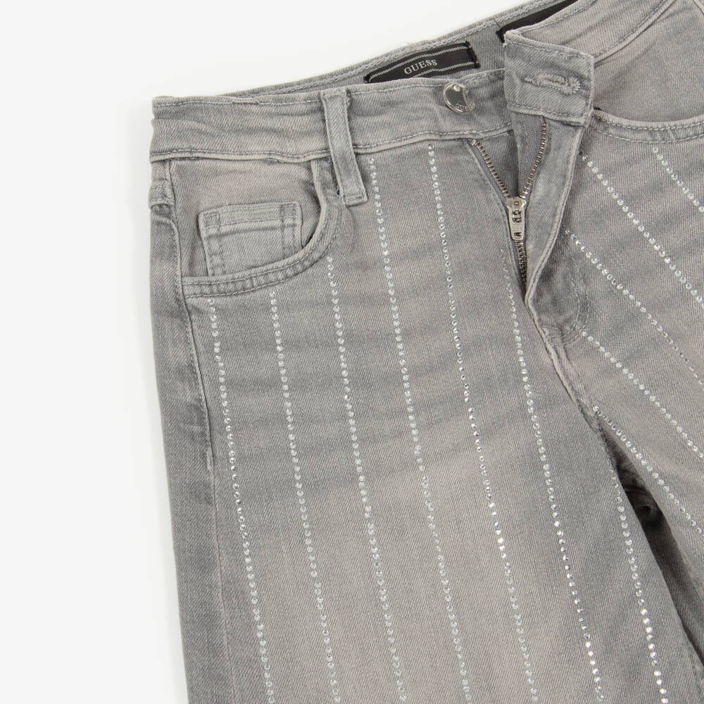 Guess-Girls Grey Palazzo Fit Jeans with Diamantés | Childrensalon