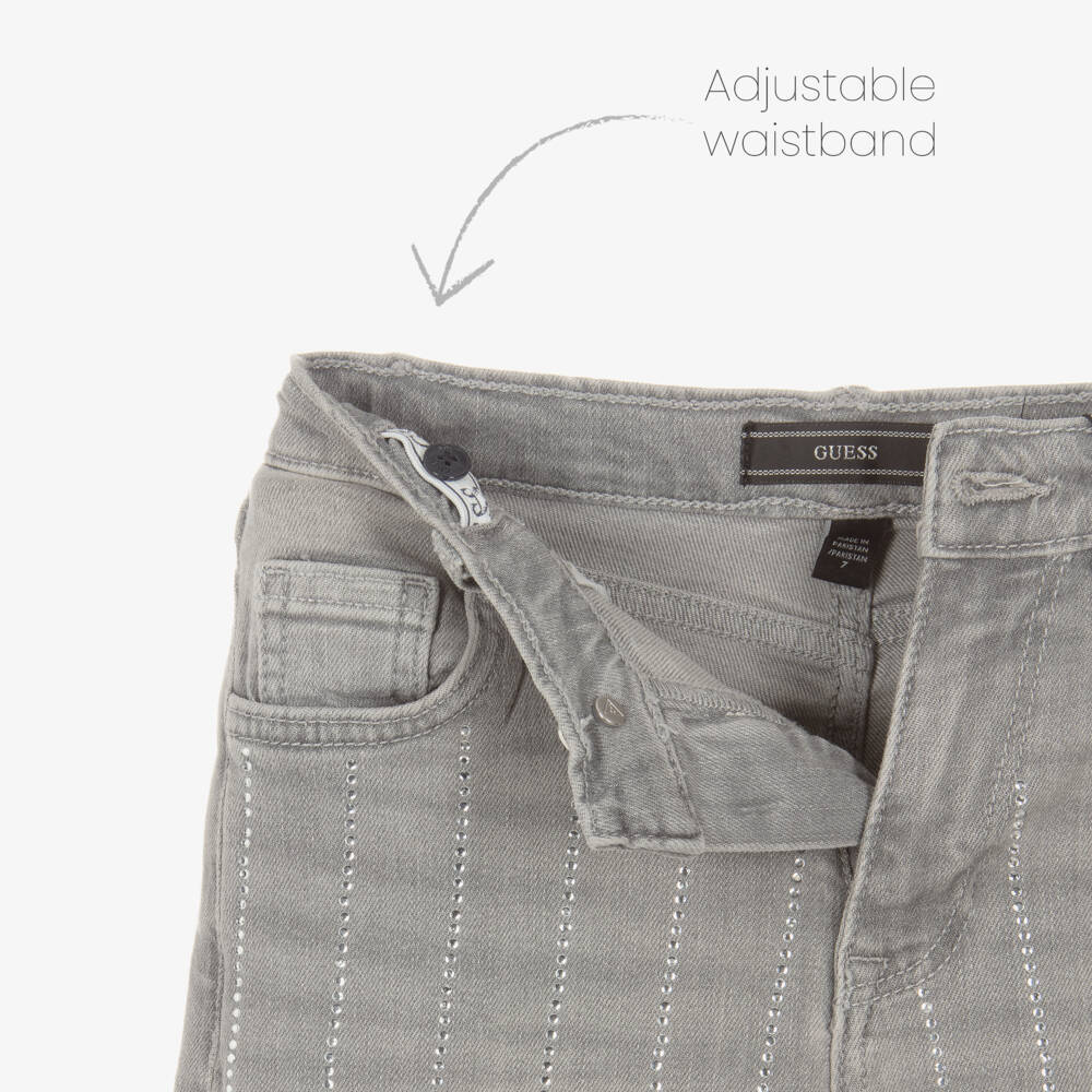 Guess-Girls Grey Palazzo Fit Jeans with Diamantés | Childrensalon