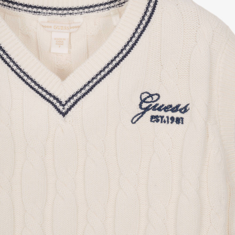 Guess-Girls Ivory Cable Knit Slipover | Childrensalon
