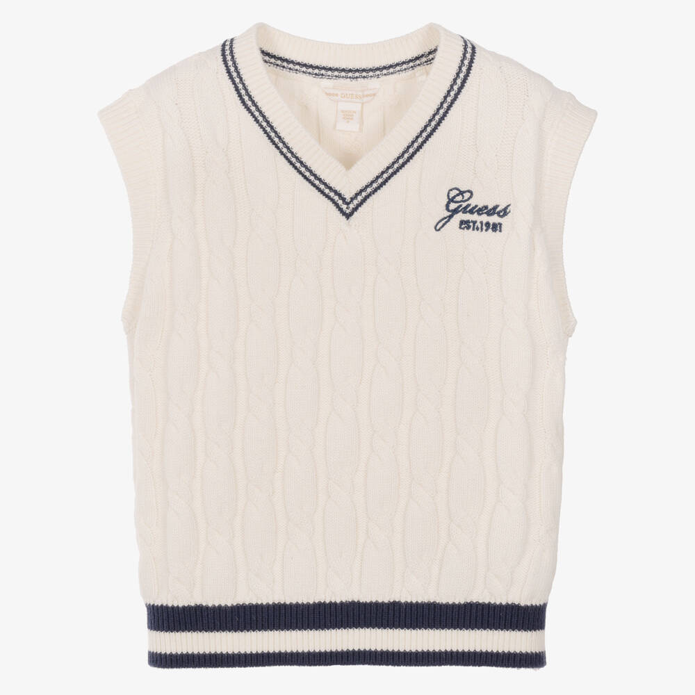 Guess-Girls Ivory Cable Knit Slipover | Childrensalon