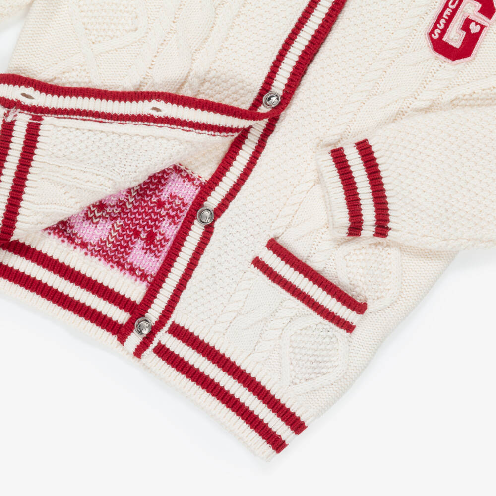 Guess-Girls Ivory Cable Knitted Cardigan | Childrensalon