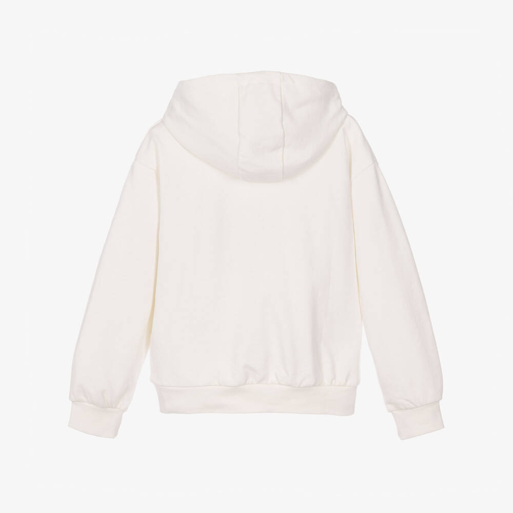 Guess-Girls Ivory Cotton Bear Hoodie | Childrensalon