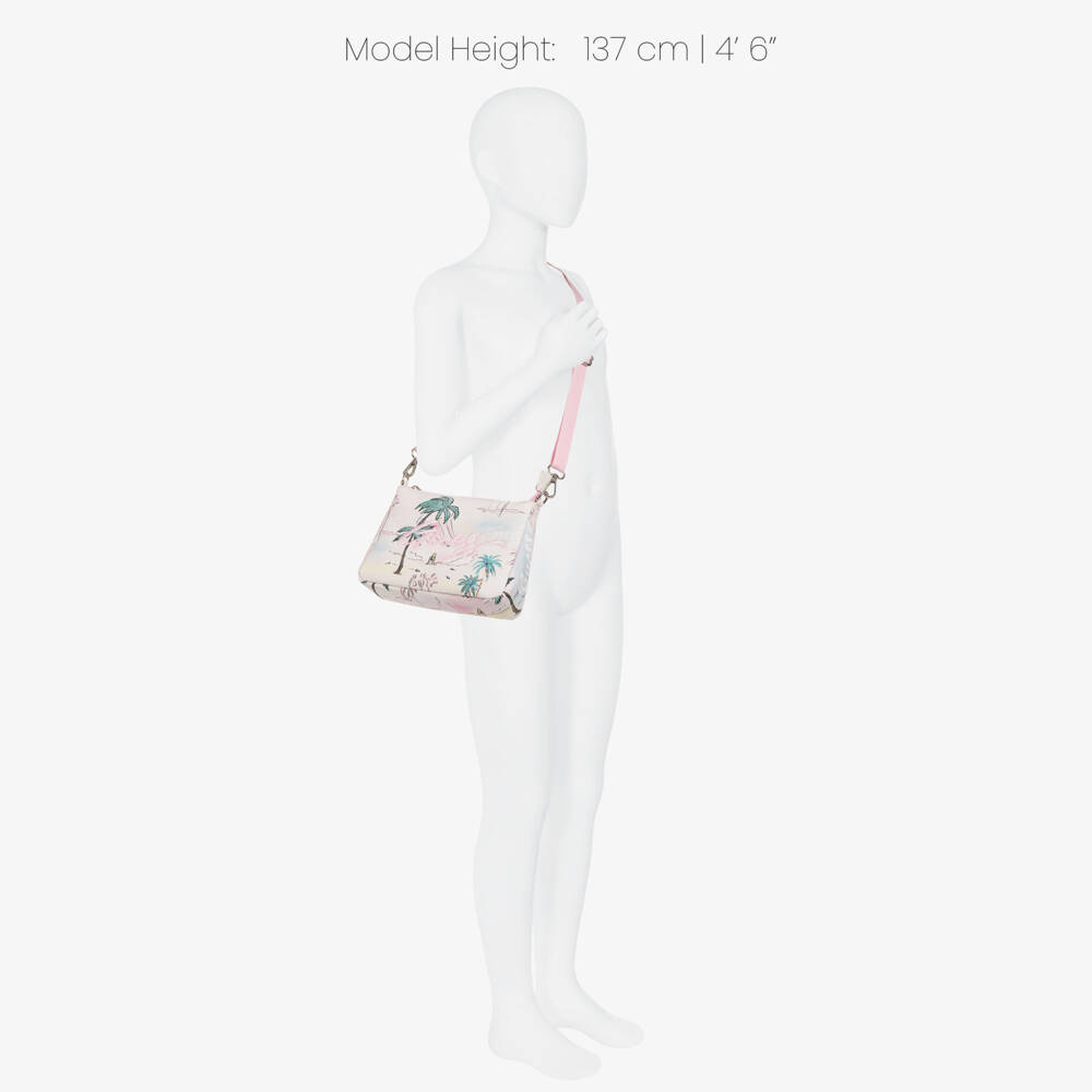 Guess-Girls Ivory Cotton Handbag with Tropical Print (20cm) | Childrensalon