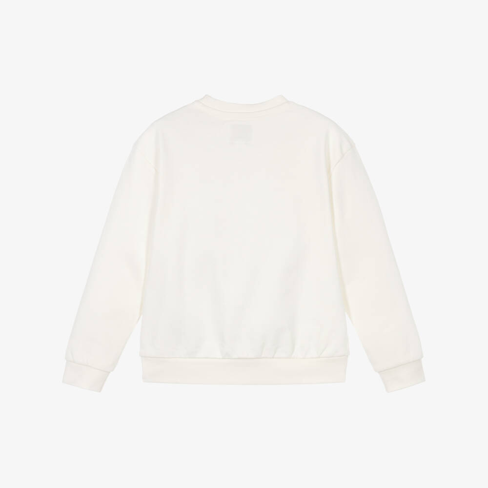 Guess-Girls Ivory Cotton Sweatshirt with Bear Print | Childrensalon
